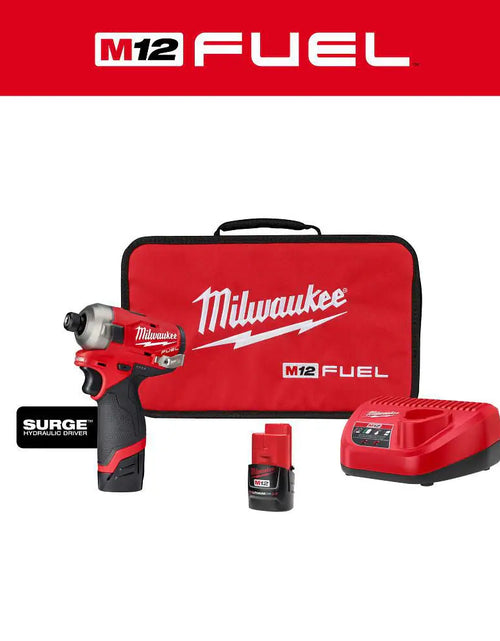 Load image into Gallery viewer, M12 FUEL SURGE 12V Lithium-Ion Brushless Cordless 1/4 In. Hex Impact Driver Compact Kit W/Two 2.0Ah Batteries, Bag
