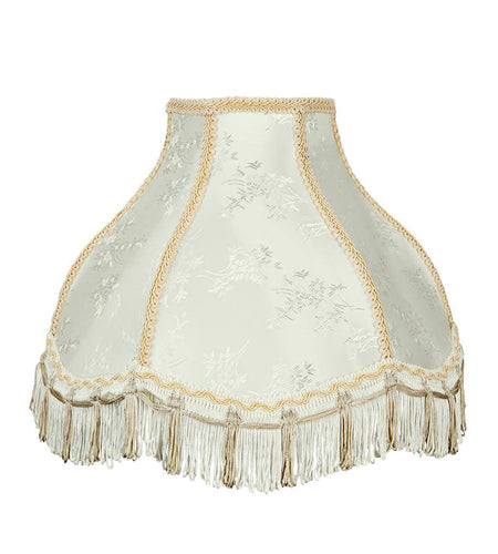 13 In. X 9.5 In. Ivory and Fringe Scallop Bell Lamp Shade