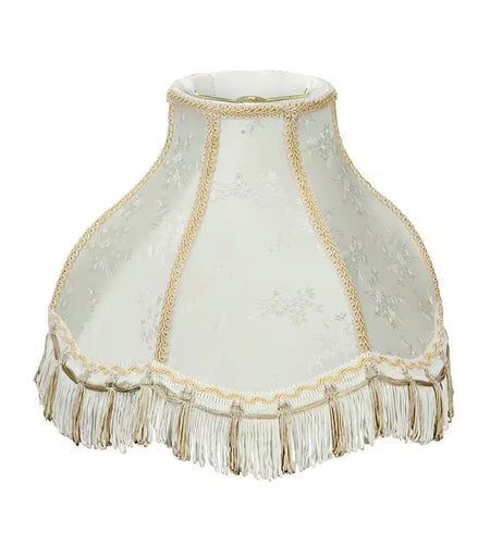 13 In. X 9.5 In. Ivory and Fringe Scallop Bell Lamp Shade