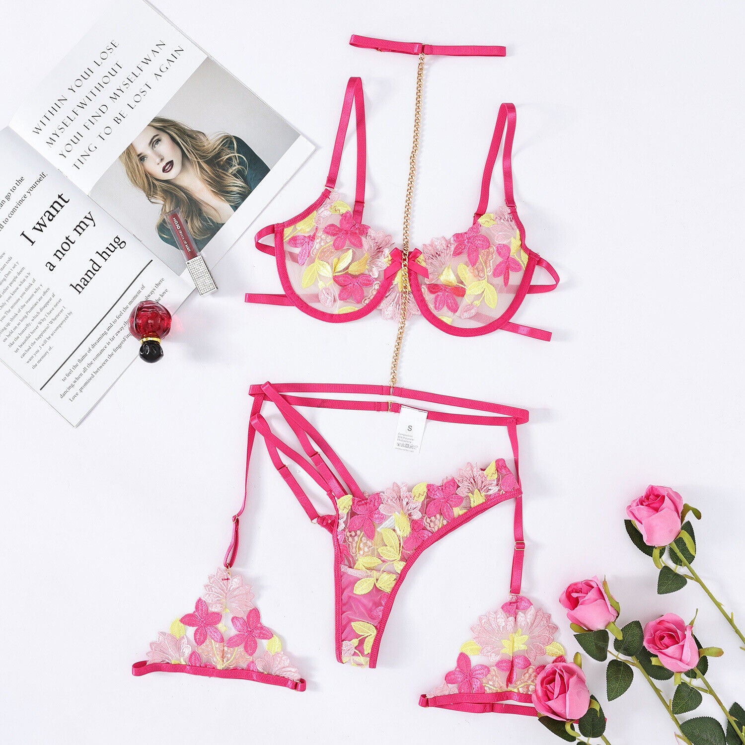 Women'S Sexy-Lingerie Lace Babydoll Bra Thong Set Sleepwear Underwear Nightwear
